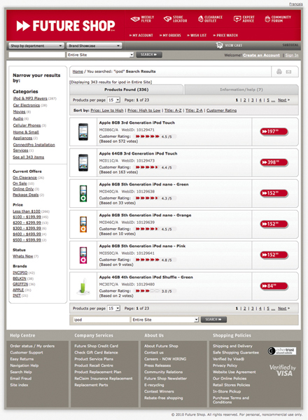 Future Shop Search Page